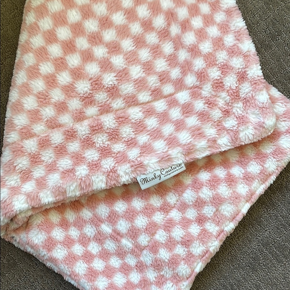 Minky Couture Pink Check Infant Blanket